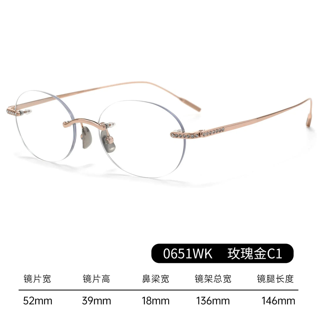 Bclear Women Rimless Oval Titanium Eyeglasses BSF-0651WK