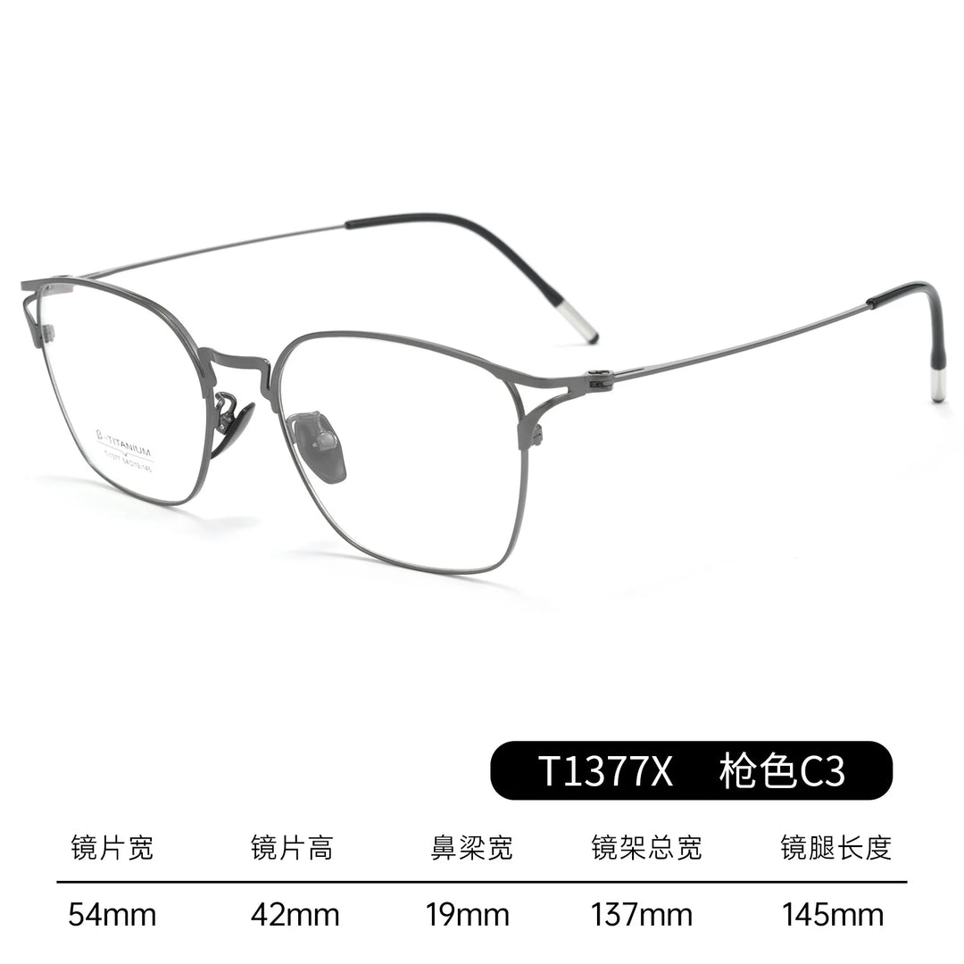 Gmei Optical T1377X men's square titanium alloy prescription eyeglasses — view 3
