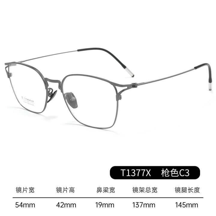Gmei Optical T1377X men's square titanium alloy prescription eyeglasses — view 3