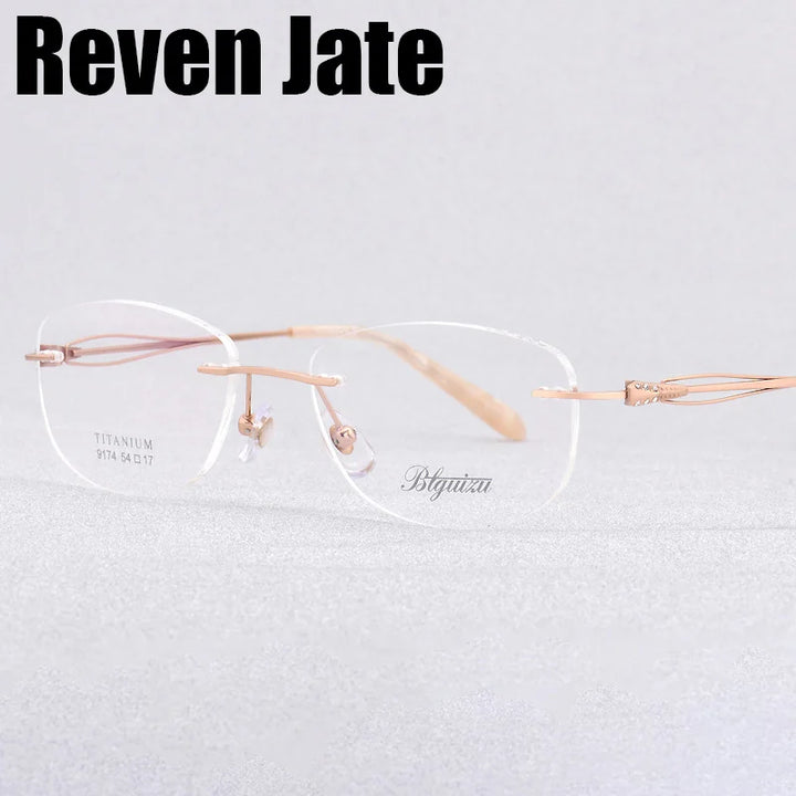Reven Jate Women's Rimless Square Titanium Eyeglasses 91744