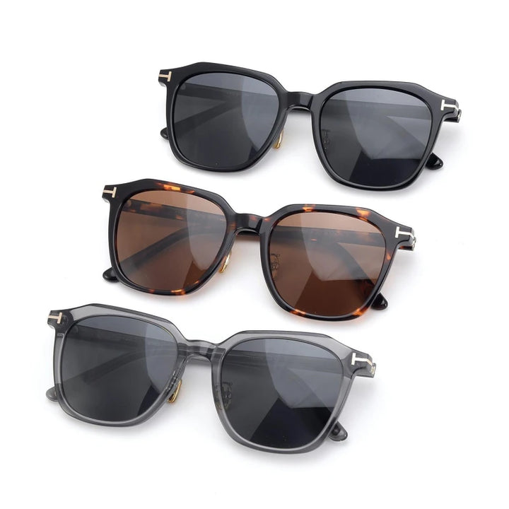 Black Mask Men's Full Rim Square Acetate Polarized Sunglasses Tf971 Sunglasses Black Mask   