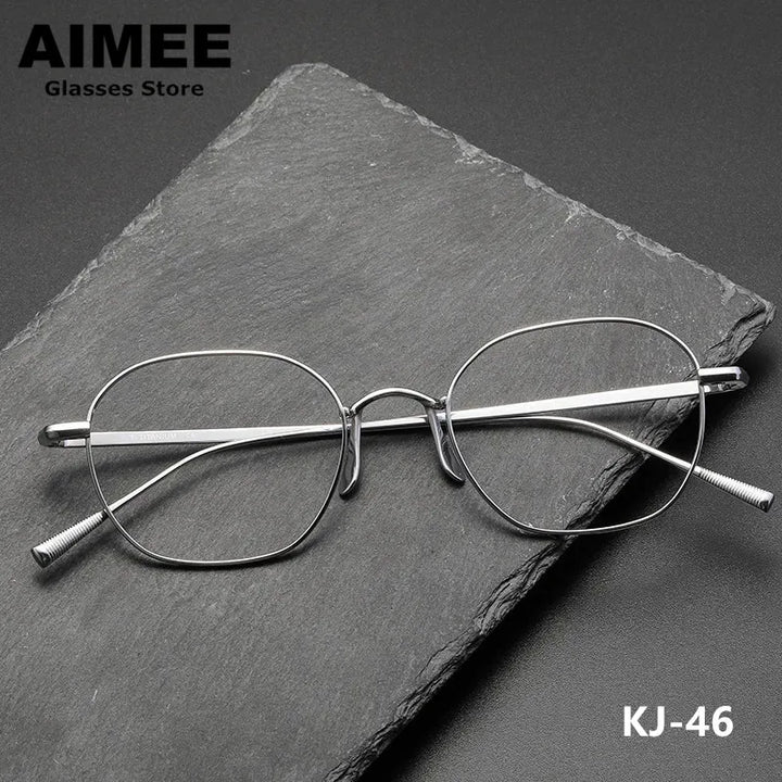 Aimee Unisex Full Rim Small Polygon Square Titanium Eyeglasses 91046 Full Rim Aimee   