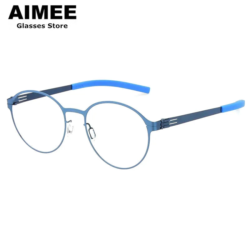 Aimee Women's Full Rim Oval Round Screwless Steel Eyeglasses 1178 Full Rim Aimee Blue  