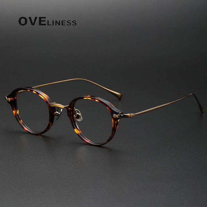 Oveliness Unisex Full Rim Round Acetate Titanium Eyeglasses 369182