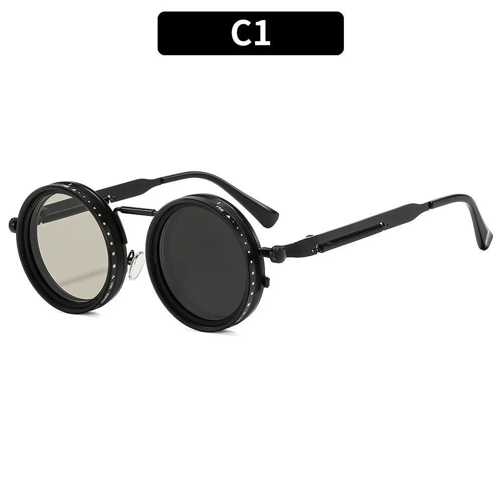CCspace Unisex Full Rim Round Alloy Mr-3 Polarized Sunglasses 309654
