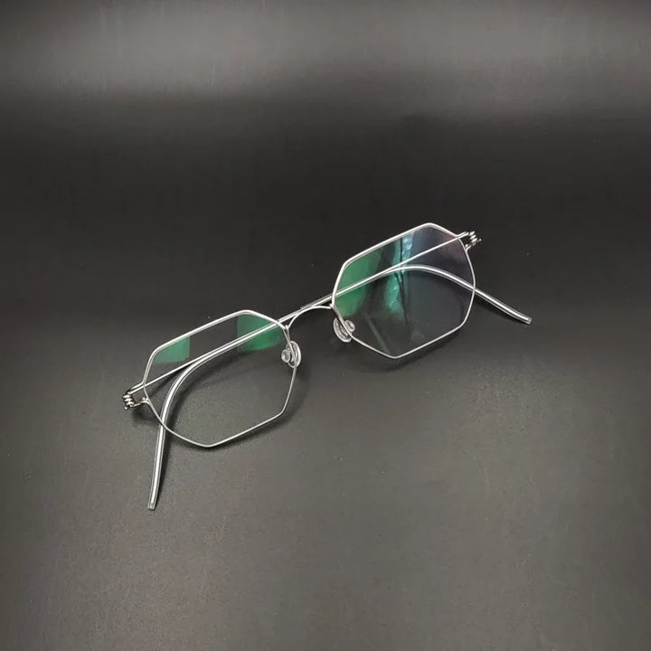 Yujo Unisex Full Rim Hexagon Screwless Steel Custom Eyeglasses 14131