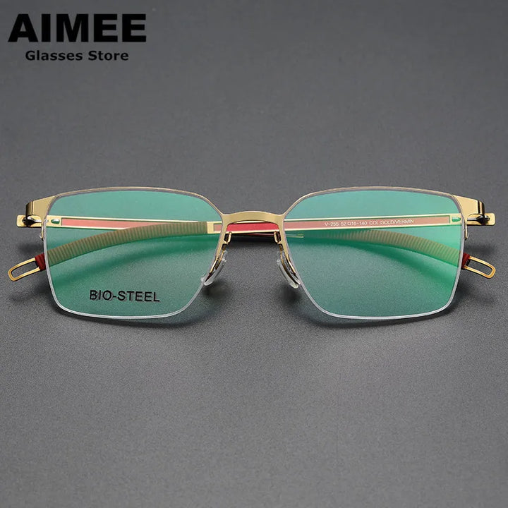 Aimee Unisex Semi Rim Square Screwless Titanium Eyeglasses 25519 Semi Rim Aimee   