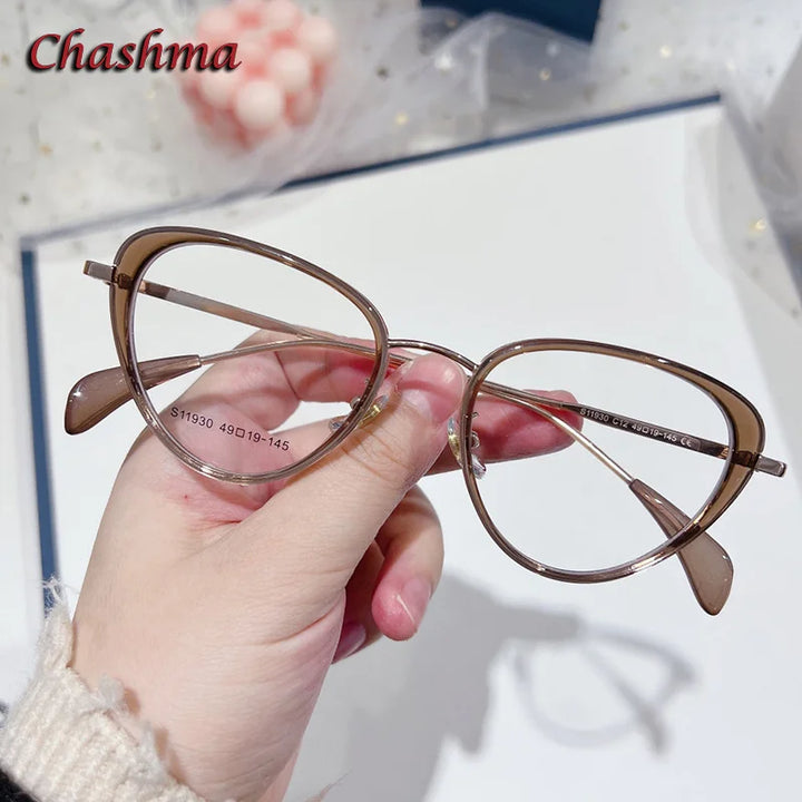 Chashma Ochki Women's Full Rim Cat Eye Tr 90 Titanium Eyeglasses 119304