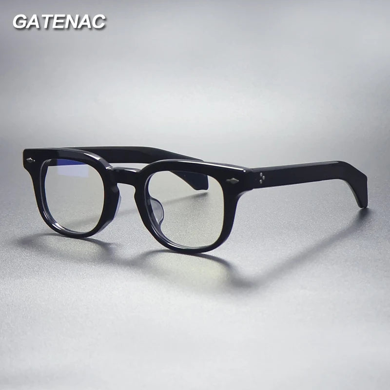 Gatenac Unisex Full Rim Round Square Thick Acetate Eyeglasses 71508 Full Rim Gatenac   