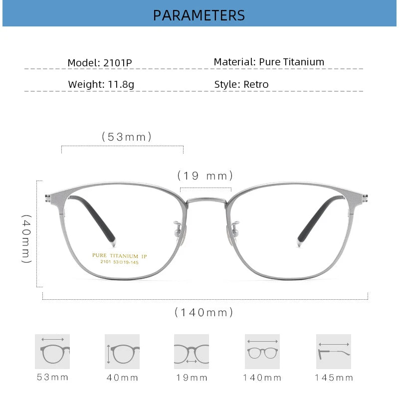 Gmei Unisex Full Rim Square Titanium Eyeglasses 2101 Full Rim Gmei Optical   