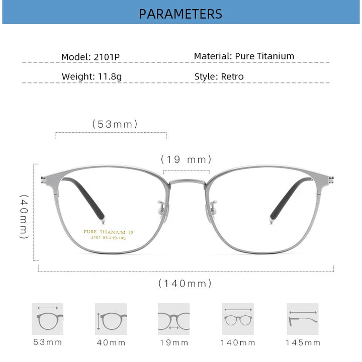 Gmei Unisex Full Rim Square Titanium Eyeglasses 2101 Full Rim Gmei Optical   