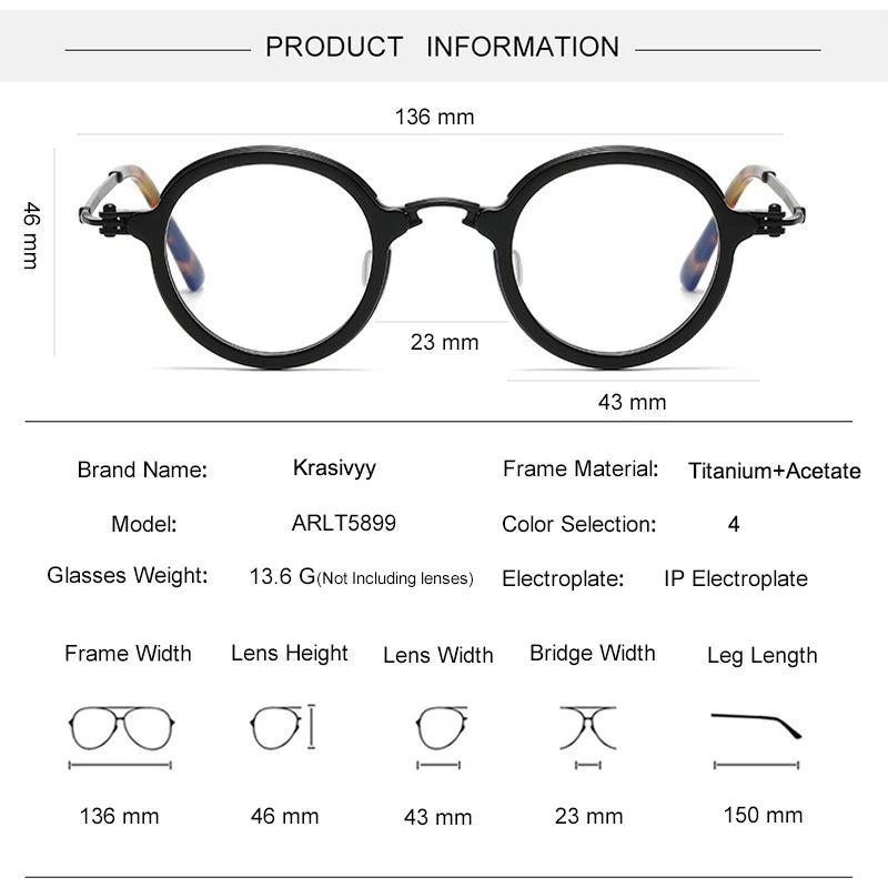 Krasivyy Women's Full Rim Round Titanium Acetate Eyeglasses 75899