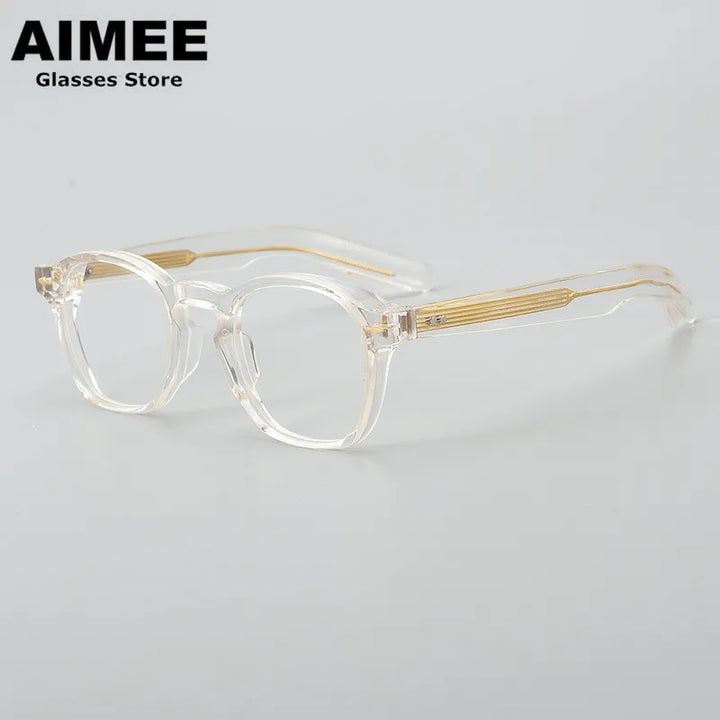 Aimee Unisex Full Rim Oval Round Thick Acetate Eyeglasses 101313 Full Rim Aimee Transparent  