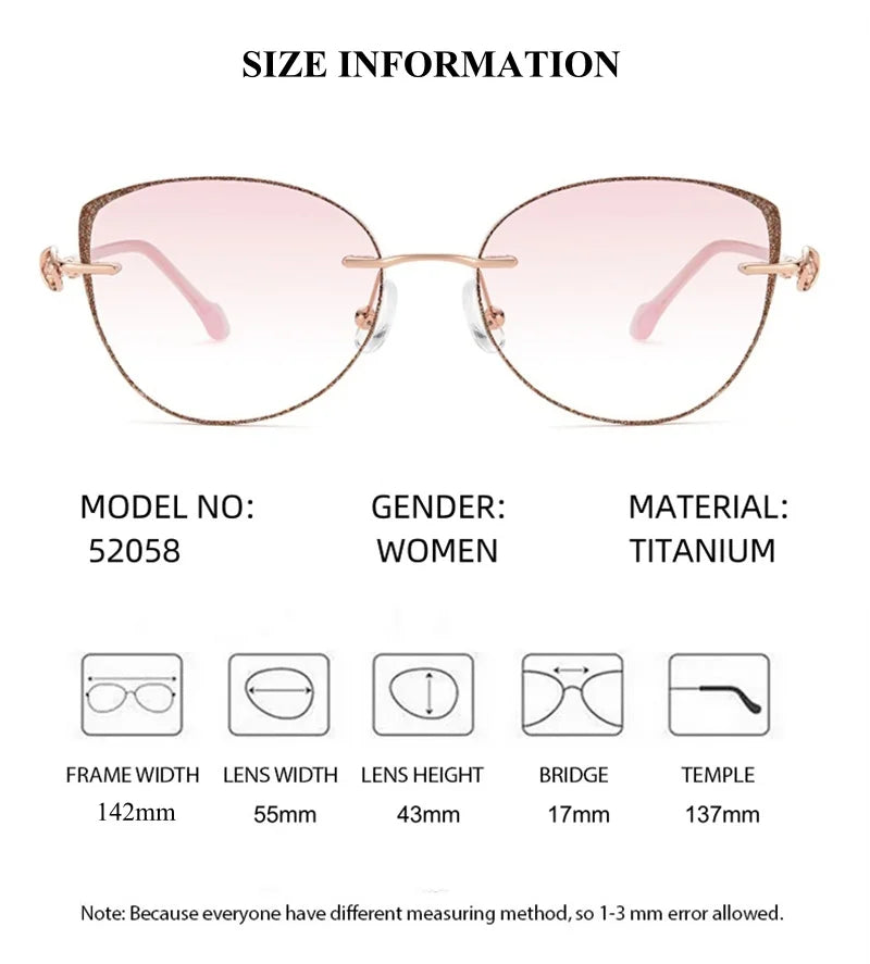 Summer Flower Women's Rimless Cat Eye Titanium Eyeglasses 752058