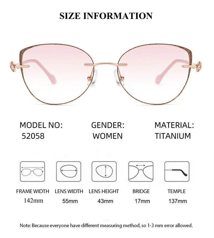 Summer Flower Women's Rimless Cat Eye Titanium Eyeglasses 752058