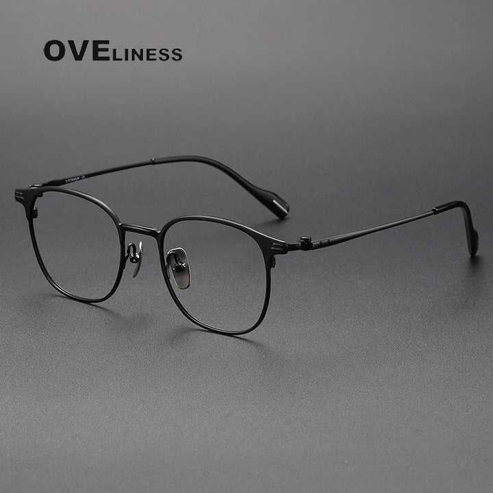 Oveliness Unisex Full Rim Round Square Titanium Eyeglasses 70807 Full Rim Oveliness black  