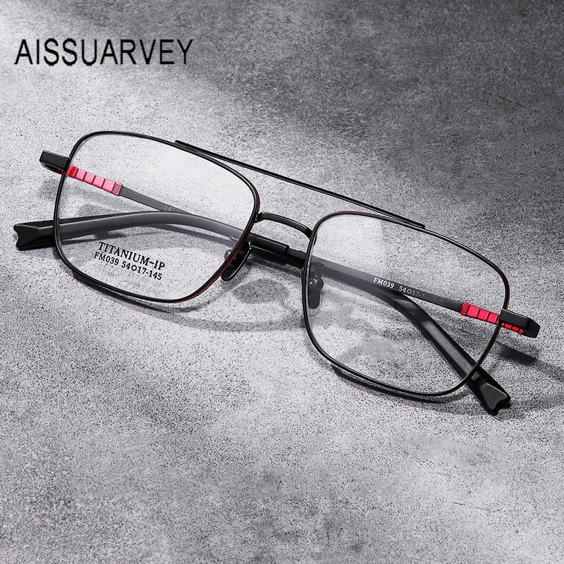Aissuarvey Men's Full Rim Square Double Bridge Titanium Eyeglasses 5417145c Full Rim Aissuarvey Eyeglasses   