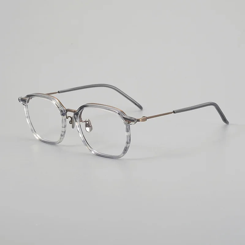 Hewei Unisex Full Rim Polygonal Oval Titanium Acetate Eyeglasses 59564