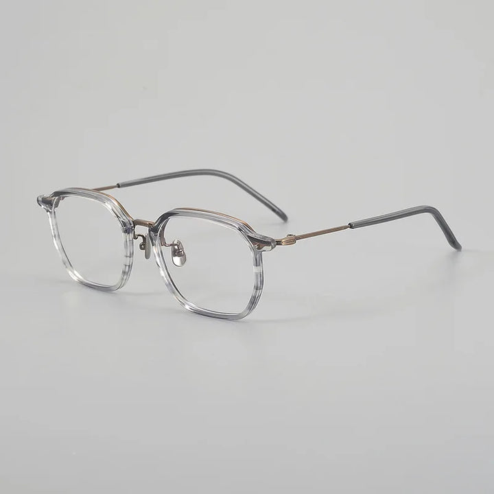Hewei Unisex Full Rim Polygonal Oval Titanium Acetate Eyeglasses 59564