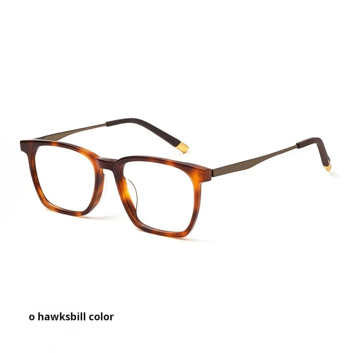 Momoja Unisex Full Rim Big Square Acetate Titanium Eyeglasses 72582