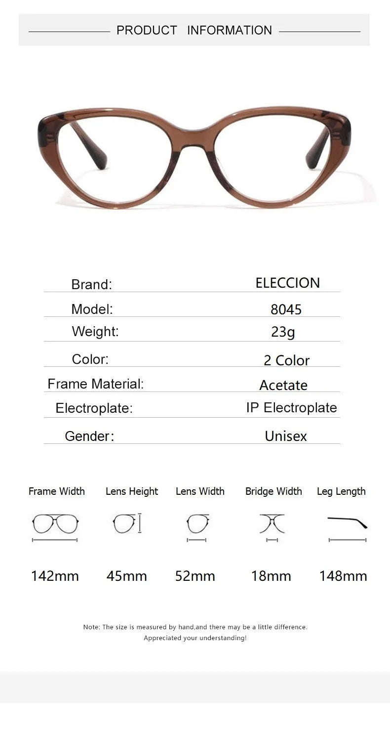 Eleccion Women's Full Rim Oval Cat Eye Acetate Eyeglasses 14818 Full Rim Eleccion