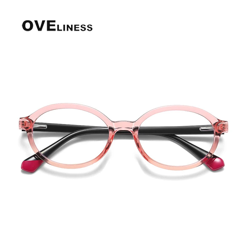 Oveliness Youth Unisex Full Rim Oval Tr 90 Titanium Eyeglasses 20205 Full Rim Oveliness pink  