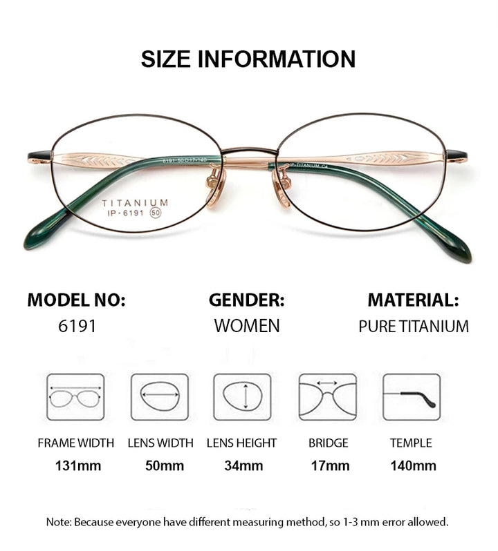 Summer Flower Women's Full Rim Oval Titanium Eyeglasses 86191 Full Rim Summer Flower