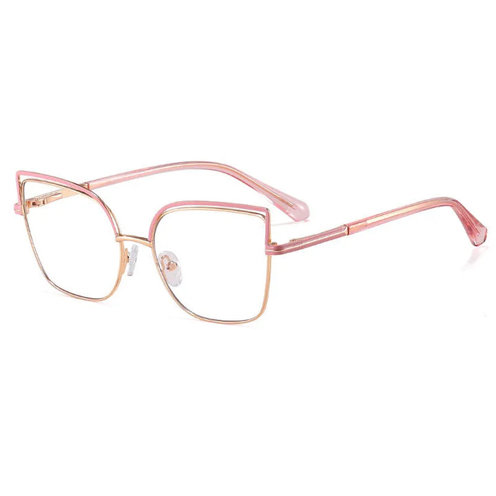 CCspace Women's Full Rim Square Cat Eye Alloy Eyeglasses 301091 Full Rim CCspace Pink  