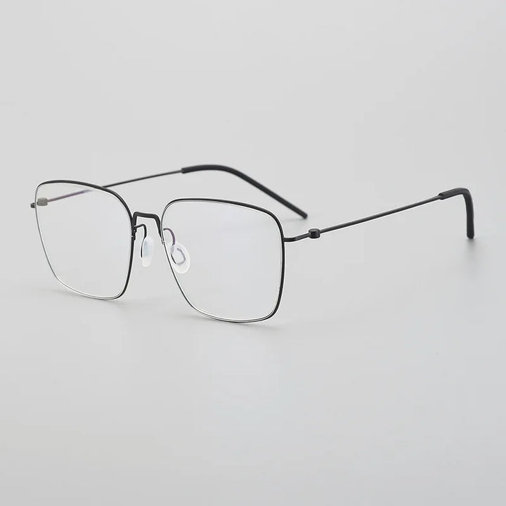 Black Mask Unisex Full Rim Square Screwless Titanium Eyeglasses 195538