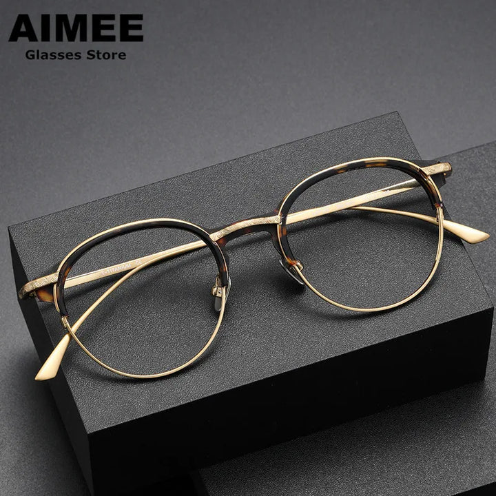 Aimee Unisex Full Rim Round Oval Titanium Acetate Eyeglasses 12516