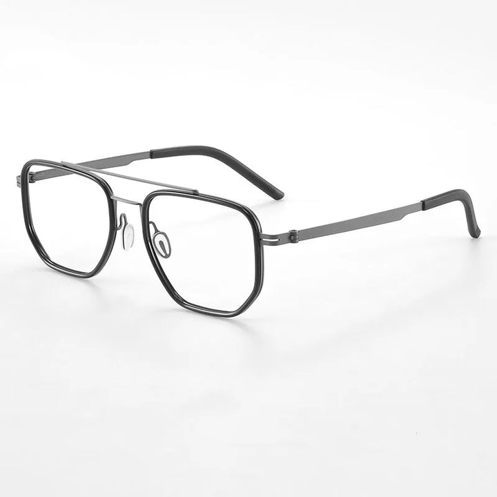 Hdcrafter Men's Full Rim Square Double Bridge Tr 90 Titanium Eyeglasses 21797