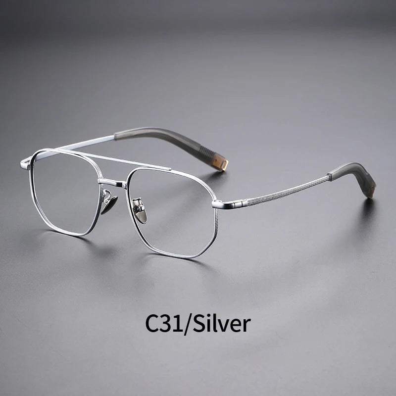 Hdcrafter Unisex Full Rim Big Square Double Bridge Titanium Eyeglasses 607518