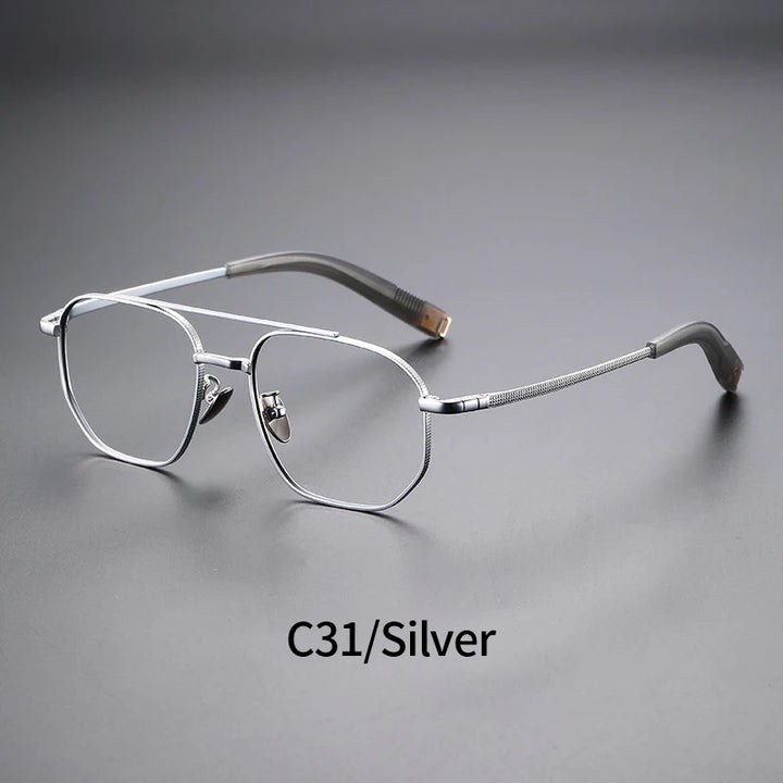 Hdcrafter Unisex Full Rim Big Square Double Bridge Titanium Eyeglasses 607518