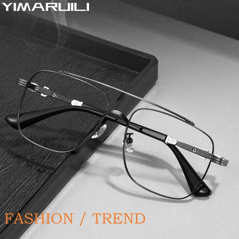 Yimaruili Unisex Full Rim Square Double Bridge Alloy Eyeglasses 08012 Full Rim Yimaruili Eyeglasses   