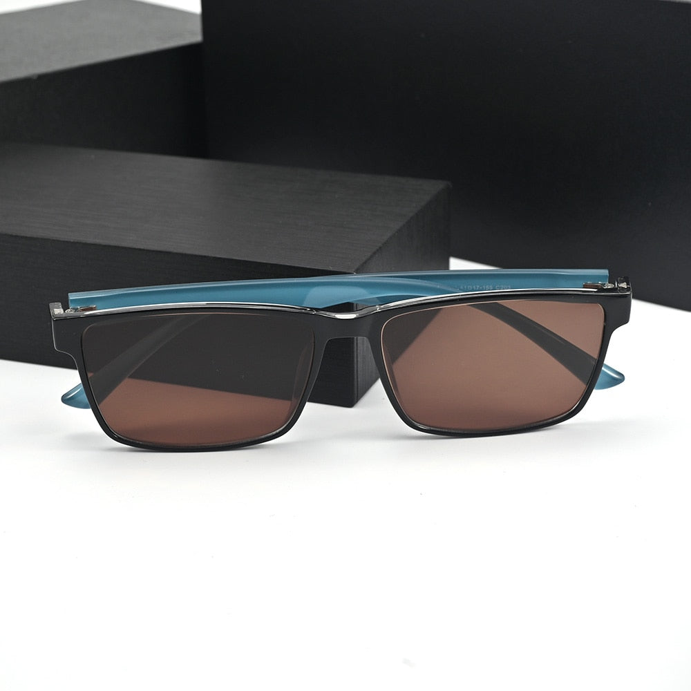 Cubojue Unisex Full Rim Oversized Square Tr 90 Titanium Polarized Sunglasses 2257 Sunglasses Cubojue black-blue brown polarized 