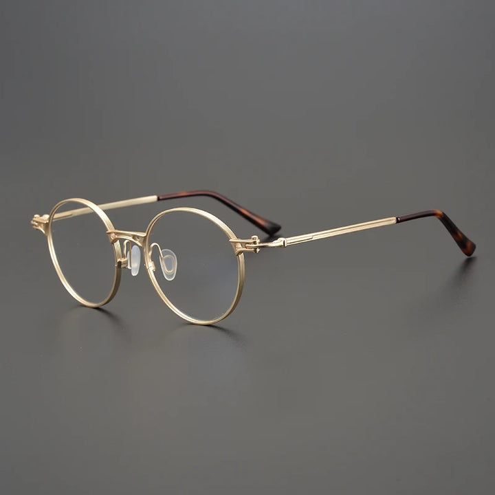 Aimee Unisex Full Rim Round Titanium Eyeglasses 5891 Full Rim Aimee Golden  