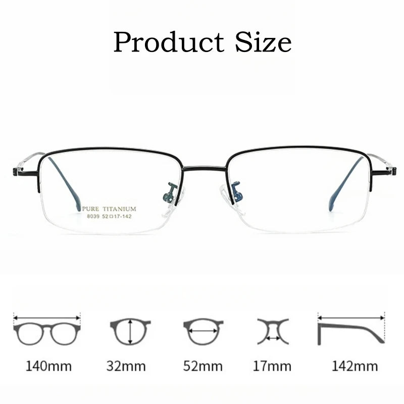 Yimaruili Men's Semi Rim Square Titanium  Eyeglasses Y8039 Full Rim Yimaruili Eyeglasses   