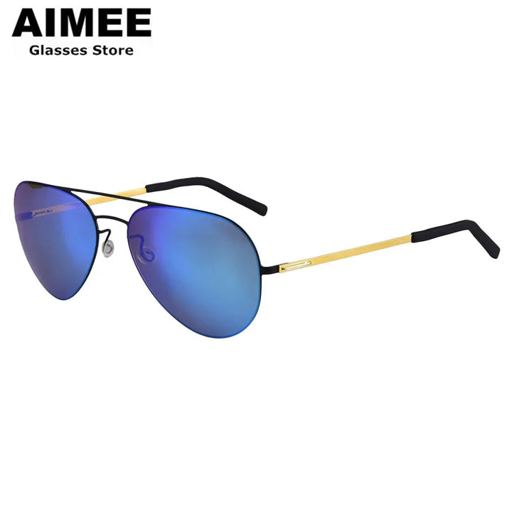 Aimee Women's Full Rim Oval  Double Bridge Titanium Sunglasses 198001