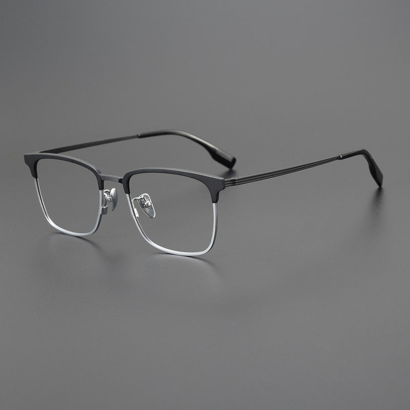 Gatenac Unisex Full Rim Square Acetate Titanium Eyeglasses Gxyj1066 Full Rim Gatenac Black  