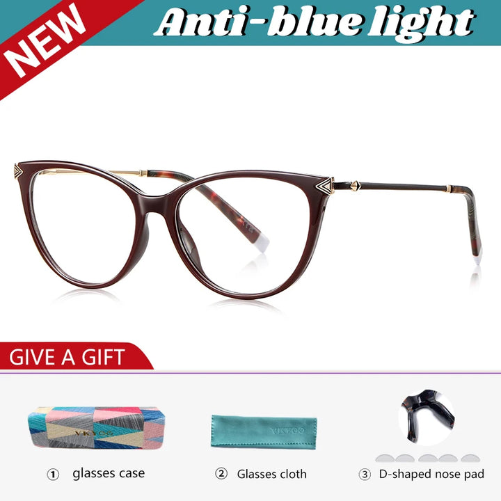 Vicky Women's Full Rim Square Cat Eye Tr 90 Alloy Reading Glasses 77235