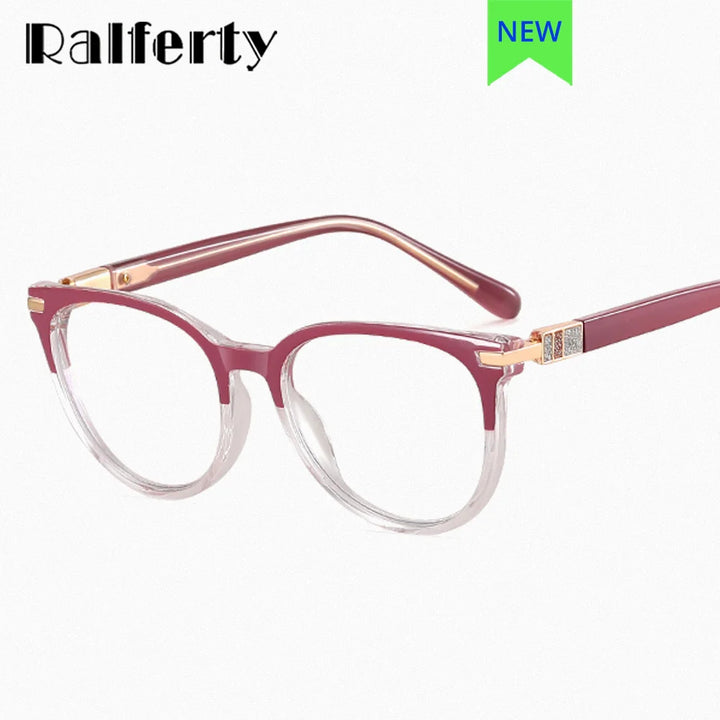 Ralferty Women's Full Rim Round Cat EyeTr 90 Acetate Eyeglasses 82162 Full Rim Ralferty   