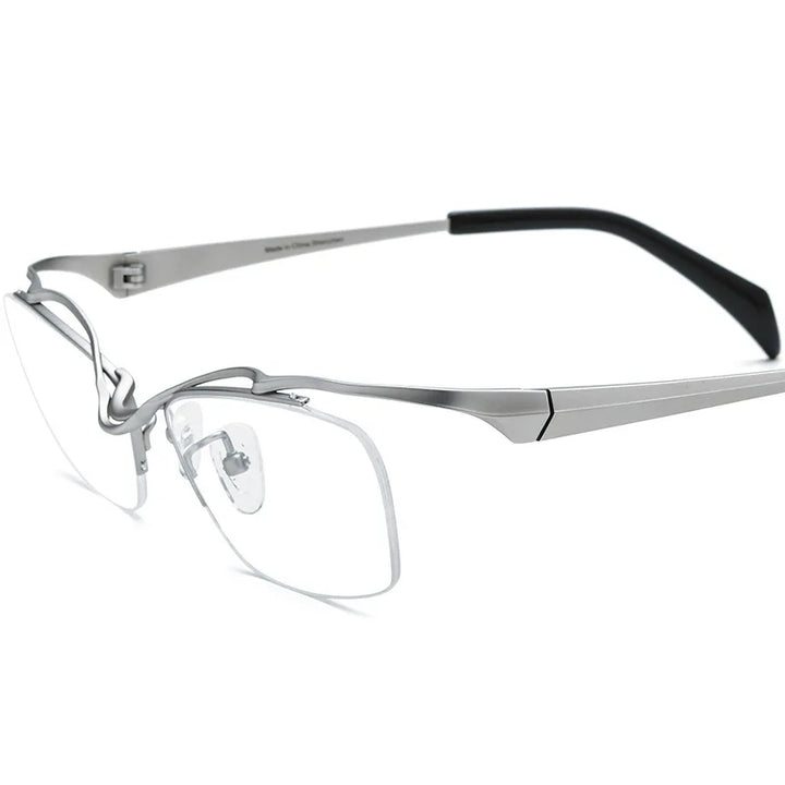 Eleccion Women's Semi Rim Brow Line Titanium Eyeglasses 185762 Semi Rim Eleccion Silver CHINA