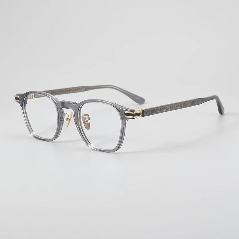 Aror Unisex Full Rim Square Acetate Titanium Eyeglasses 49082 Full Rim Aror Gray