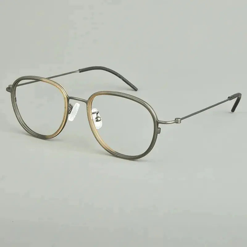 Aimee Unisex Full Rim Oval Round Acetate Titanium Eyeglasses 481505 FuzWeb