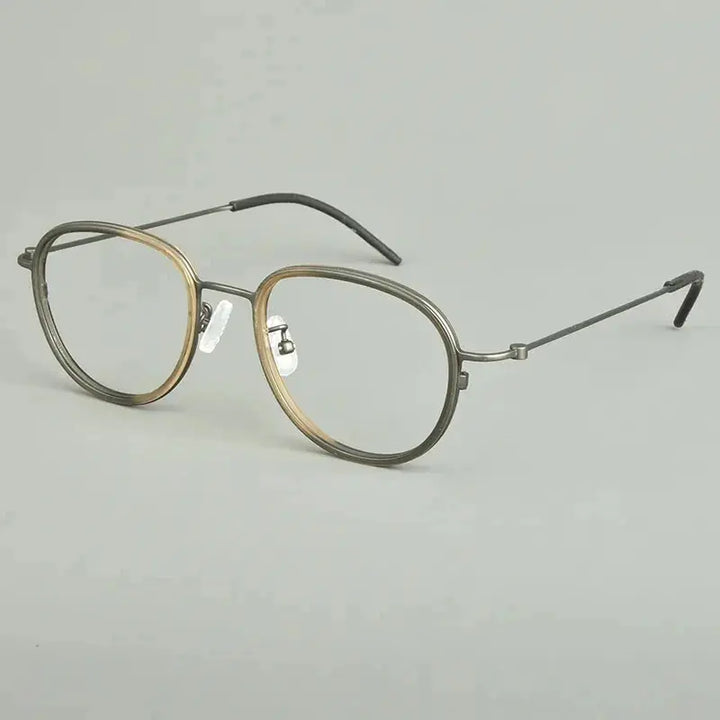 Aimee Unisex Full Rim Oval Round Acetate Titanium Eyeglasses 481505 FuzWeb