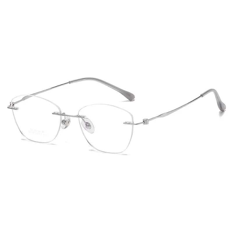 Momoja Women's Rimless Square Cat Eye Titanium Eyeglasses 60204