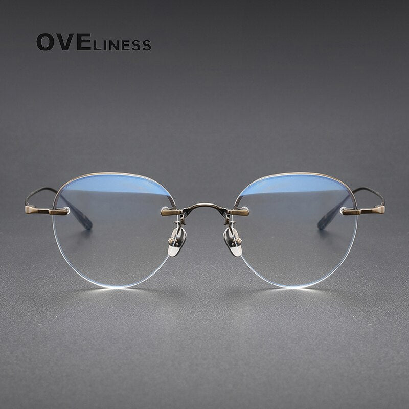 Oveliness Unisex Rimless Oval Titanium Eyeglasses 611 Rimless Oveliness   