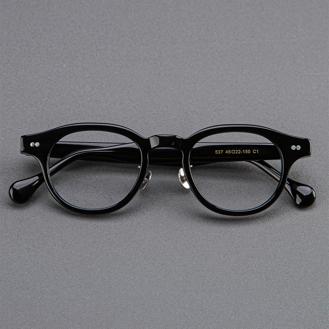 Black Mask Unisex Full Rim Round Acetate Eyeglasses BM-527