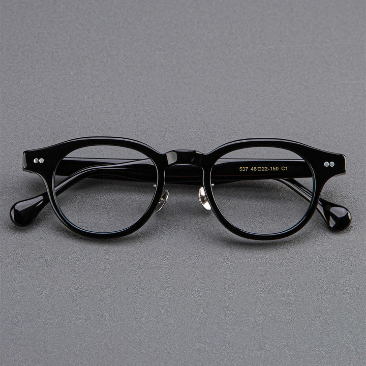 Black Mask Unisex Full Rim Round Acetate Eyeglasses BM-527