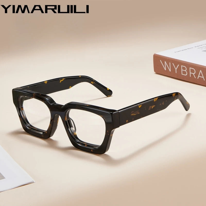 Yimaruili Unisex Full Rim Square Thick Acetate Eyeglasses 29006